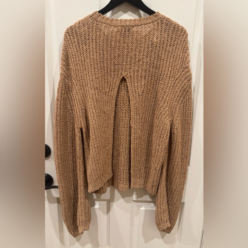 NANUSHKA Saio Open Back Chunky Open Weave Crewneck Sweater Nude $365 Medium - Picture 6 of 12
